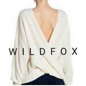 Wildfox Moulin Cashmere Twisr Back Sweater With Pearl Detail Size L